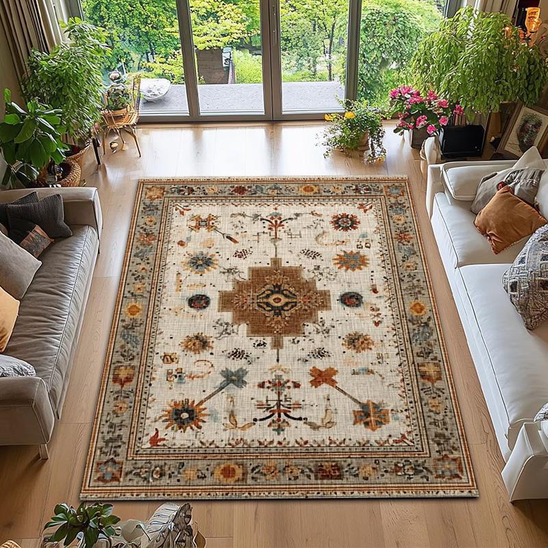 RAKKS Bohemian Mandala Velvet Large Area Rugs,Stain Resistant Anti Slip Backing Rugs for Living Room,Bedroom, Vintage Home Decor
