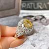 Luxury Women'sv Yellow CZ Crystal Stone Ring for Women Party Elegant Lady Finger Anniversary Gift  Sterling Silver
