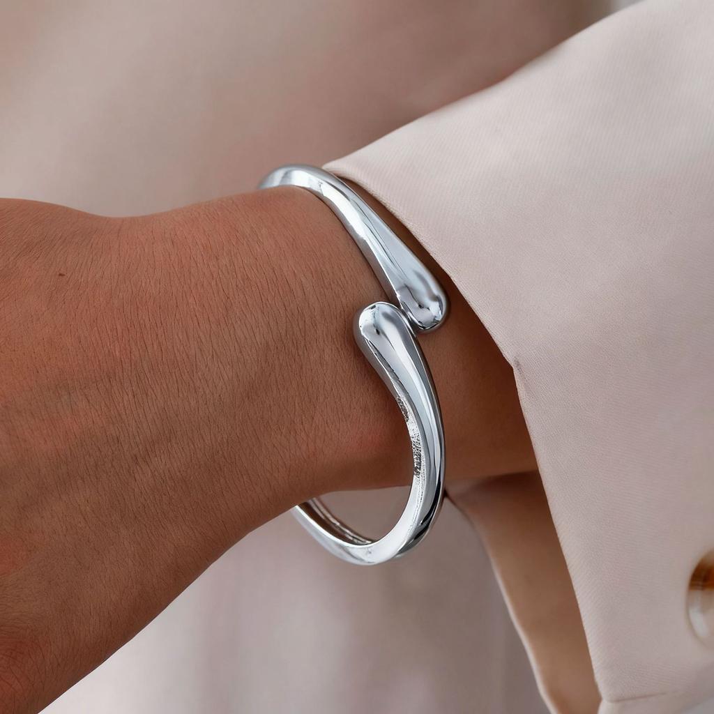 Vintage Hip Hop Metal Cuff Bangles Punk Gold Silver Color Geometric Spring Bangles For Women Bracelet Men Daily Jewelry Gifts