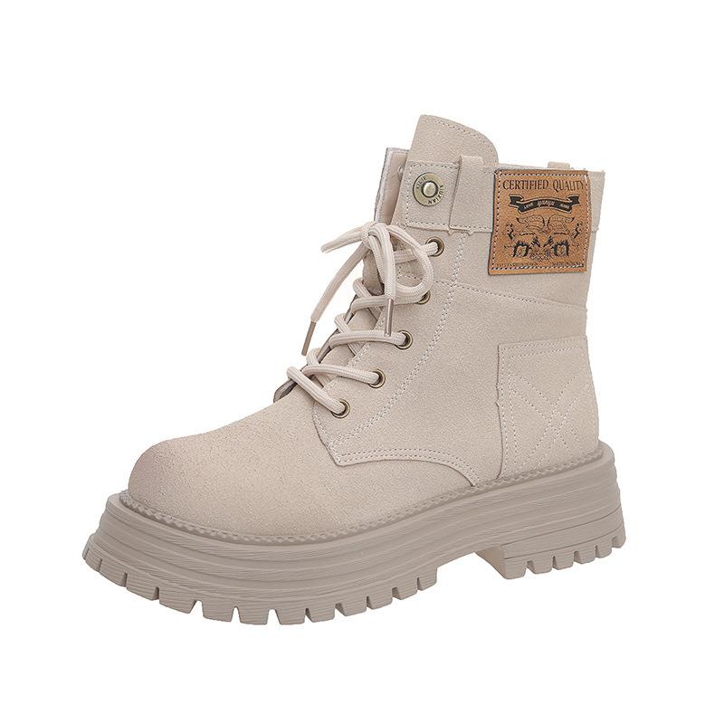 Tooling Martin Boots Short Boots Women's 2025 New Platform Spring and Autumn Boots Fried Street Matte Leather Retro Polished Rhubarb Boots