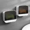 Bathroom Soap Holder Flip Lid Soap Storage Box Wall Mounted No Punch Soap Dish With Drain