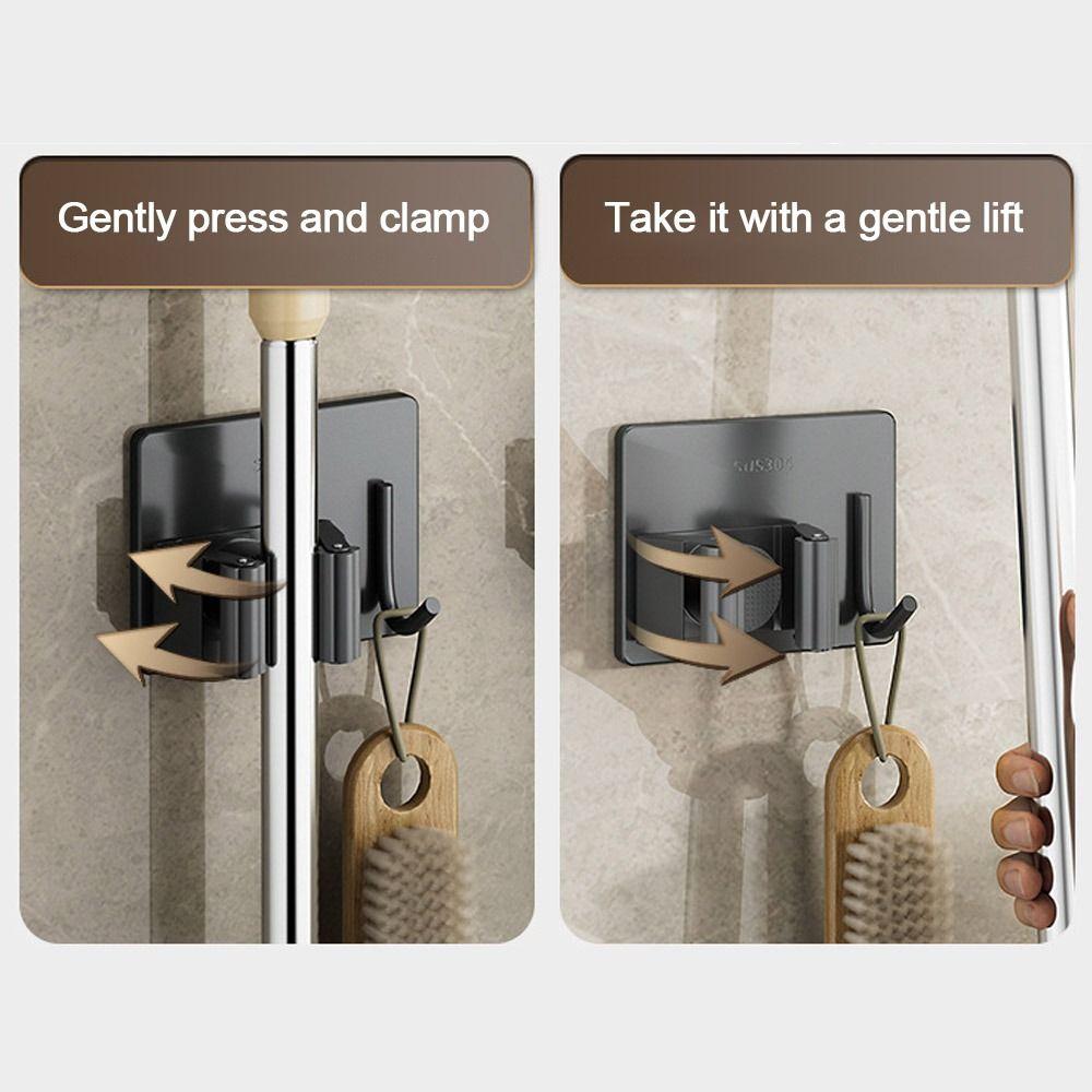 Waterproof Broom Rack 304 Stainless Steel Broom Hanger Multi-Purpose Mop Storage Rack  Household