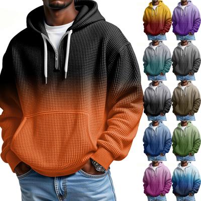 Herren Casual einfarbiges Kapuzensweatshirt mit Reißverschluss und langen Ärmeln, Alltags-Reißverschluss-Casual-Langarm-T-Shirt
