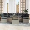 Garden Sofa Set with Cushions 8 Pcs Light Grey Poly Rattan