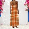 Women Plus Size Scoop Neck Strappy Sleeveless Geometric Printed A Line Maxi Dress