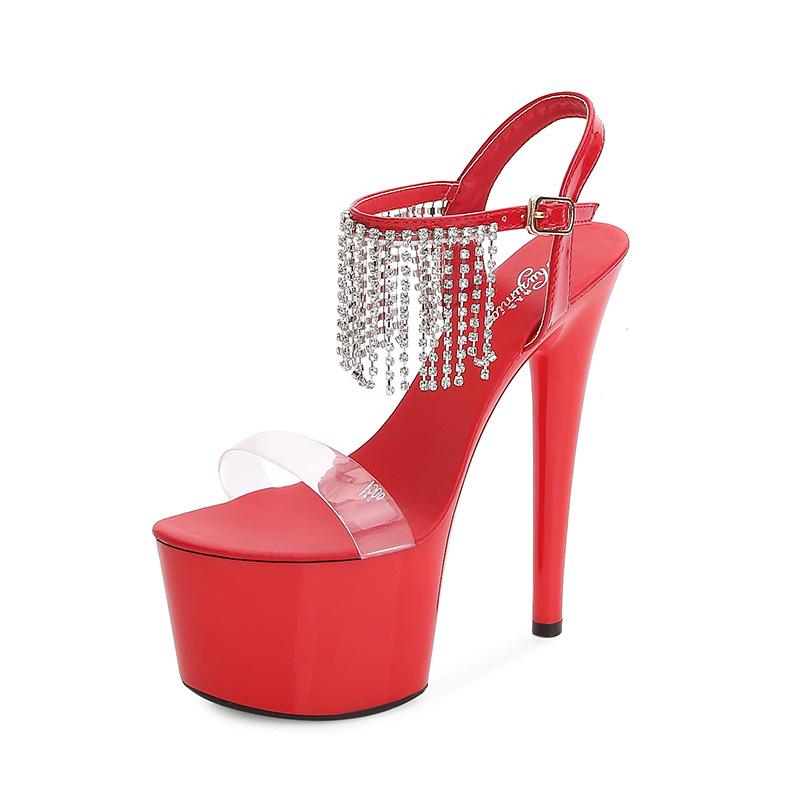 Damen Stilettos Sexy Catwalk Fransenmode Sandalen 181 Serie 16,5cm Absatz 7cm Plateau LFD