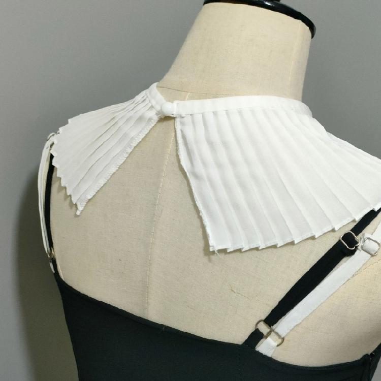Detachable False Collar Women Girl Elegant Pleated Ruffle Chiffon Shawl Scarf