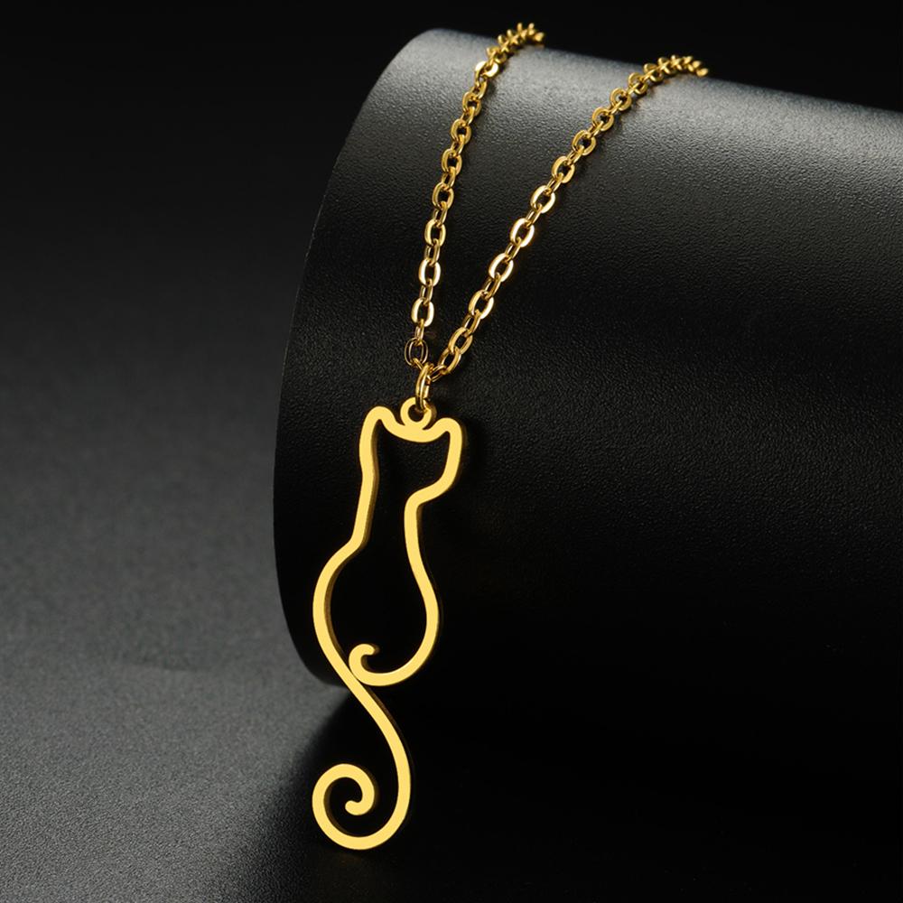 My Shape Lovely Cats Pendant Necklaces for Kids Cute Animals Kitten Charms Necklaces Stainless Steel Jewelry Valentine's Day