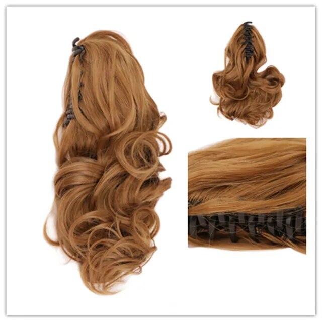 Synthetic Wavy Claw Clip In Hair Extension Pony Tail Heat Resistant Natural Wave False Hairpiece