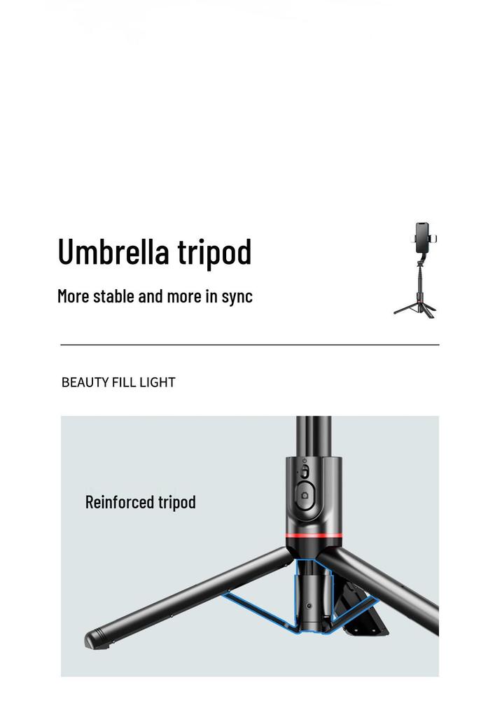 L12 Bluetooth Selfie Stick & Desktop Stand: Extendable Beauty Camera Tripod for Live Streaming