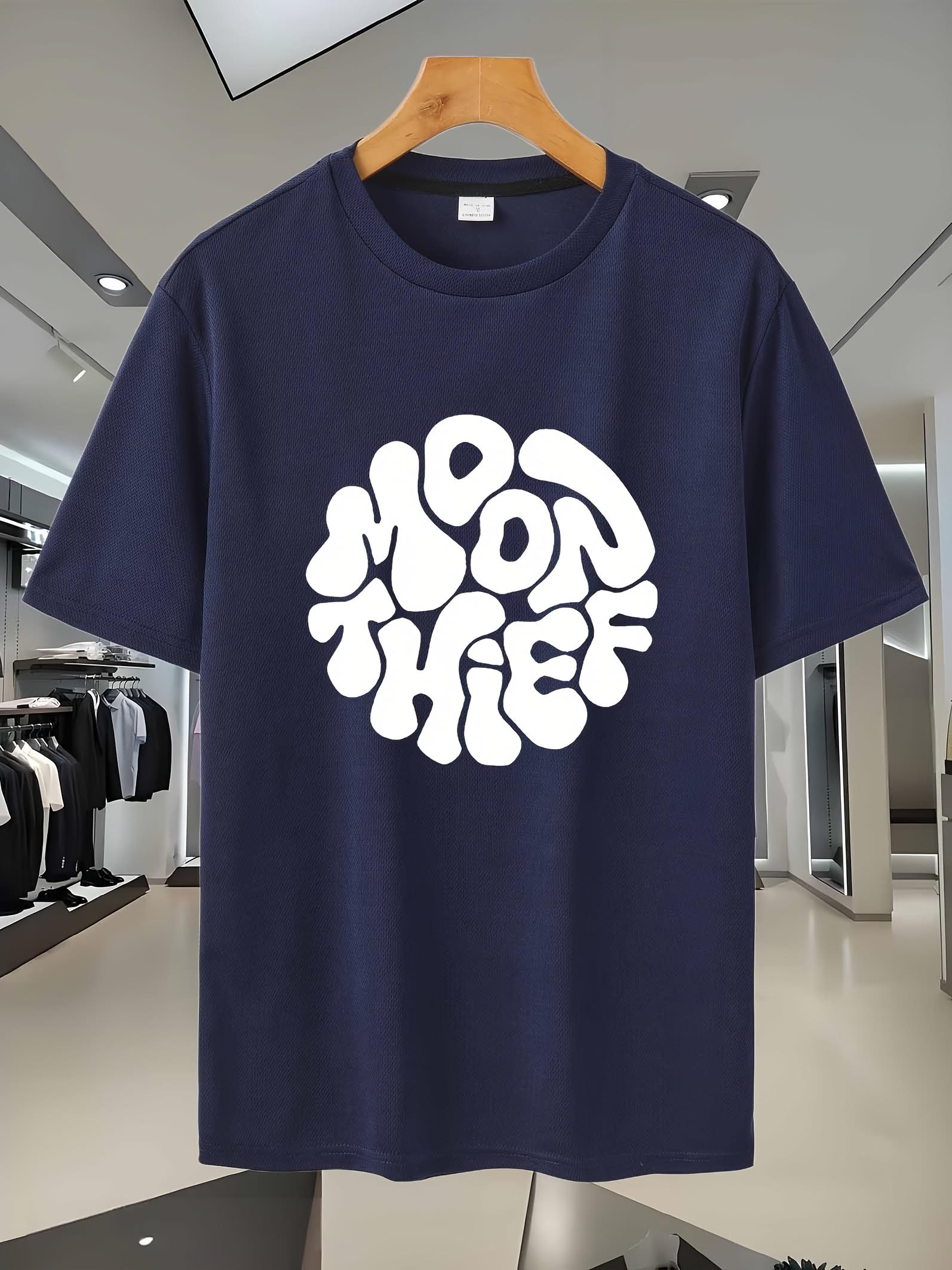 Breathable Mesh Graphic T-shirt - Casual Summer Short Sleeve Tee with Unique MOON THEM Print M