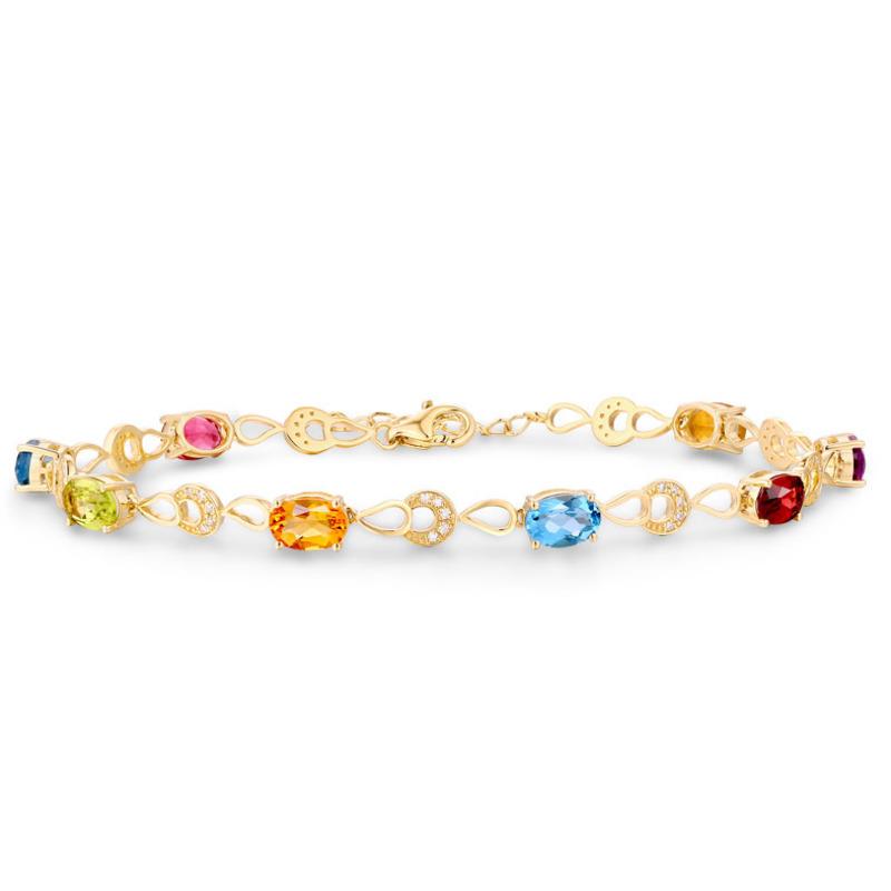 

BELLA BOX Новый модный индивидуальный радужно-семицветный позолоченный браслет цвета сокровища для женщин имитация турмалина ювелирные изделия для рук золотой