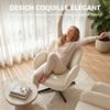Swivel Lounge Chair, Velvet Accent Chair, Shell Backrest, Beige