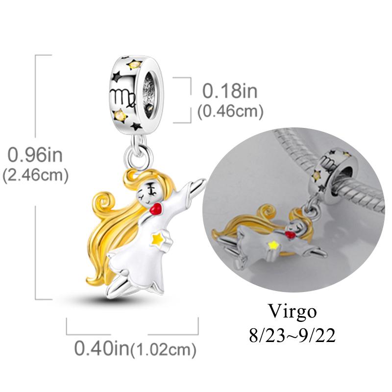 12 Zodiac Signs Fluorescent Twelve Constellations Star Shape Sign Copper Bead Charms Charm Bead Charms Fit Authentic Bracelets Neckalce Charm Pendant