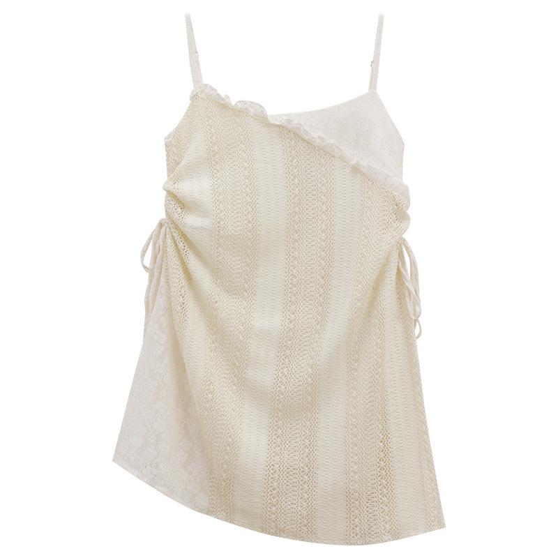Women's Niche Lace Camisole Dress, Spring 2026 - New Slimming A-line Mini Skirt with Drawstring for Layering and Style.