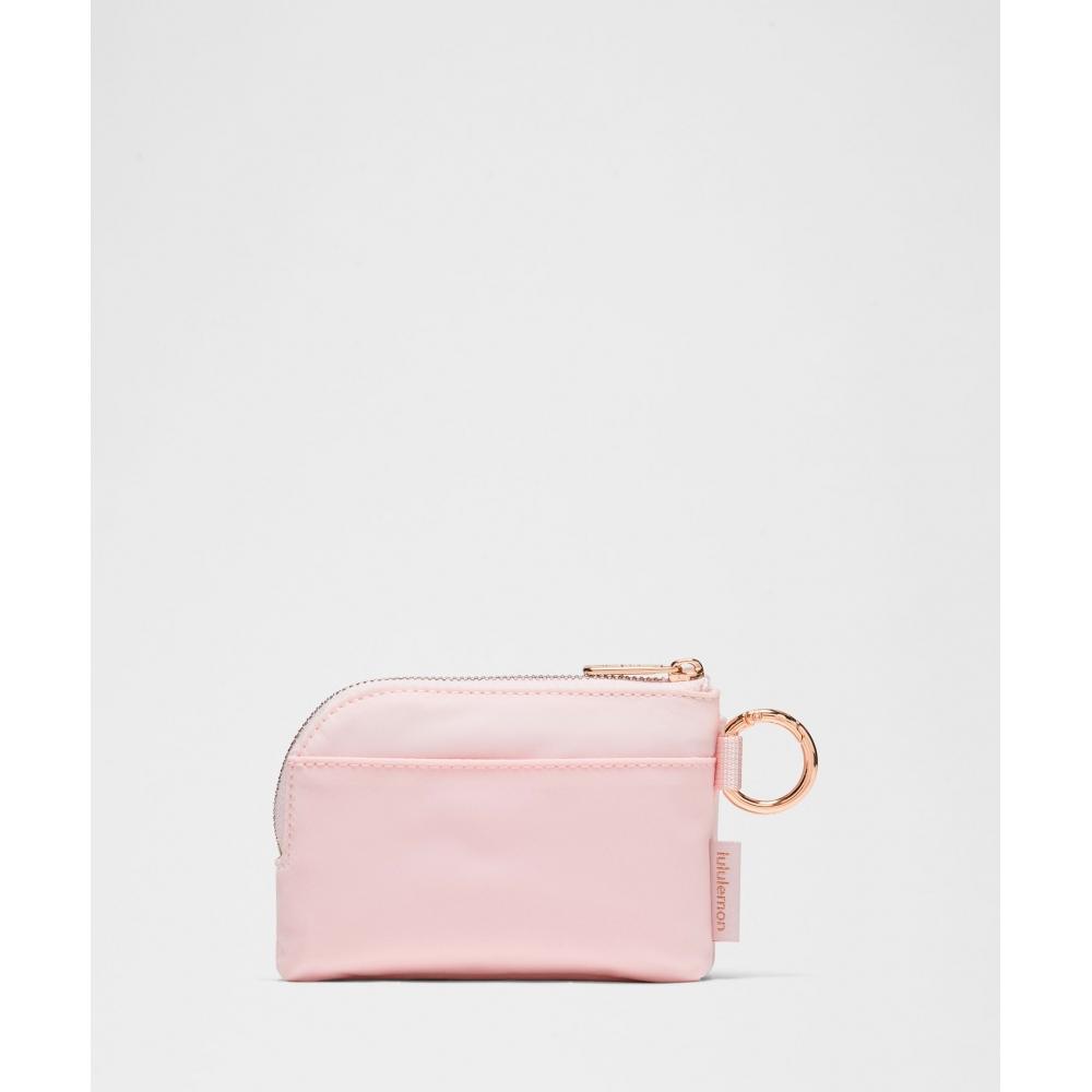 Lululemon Double Zip Clippable Card Pouch Pink Pearl Rose Gold