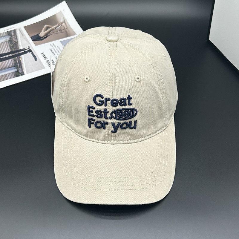 Fashion Hat Korean Version Four Seasons Versatile Beige Soft Top Cap Women's Trend Brand Embroidered Alphabet Baseball Cap Men's Japanese Sun Hat