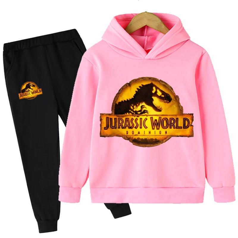 Jurassic World  Fashion Pullovers Clothes Children Dinosaur Hoodies Pants Set Boys Girls Dominion Sweatshirts Hooded Suit