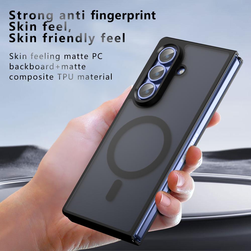 Airbag Drop-proof Phone Case for Samsung Galaxy Z Fold 7 6 5 Fold7 Fold6 Fold5 for Magsafe Transparent Magnetic Back Cover CL007