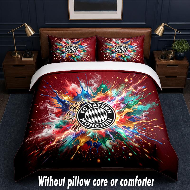 Set Biancheria da Letto Design Bayern Monaco 1 Copripiumino + 2 Federe Morbido Traspirante Biancheria da Letto per la Casa