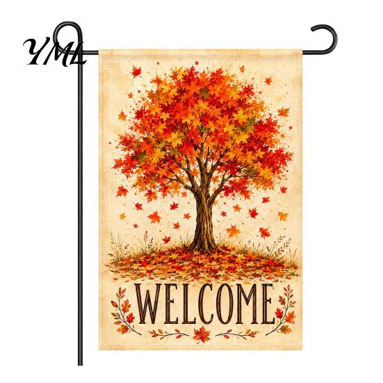 Decorative Pieces for Front Wall Stacked Pumpkin Garden Flag, Burlap Look Fall Outdoor Decor, Accents Indoor Double Sided Holiday Yard Banner,