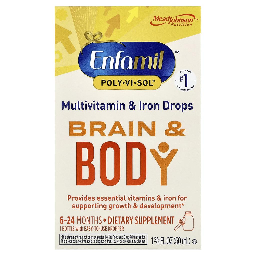 Poly·Vi·Sol®, Brain & Body, Multivitamin & Iron Drops, 6-24 Months, 50 Ml (1 2/3 Fl Oz)