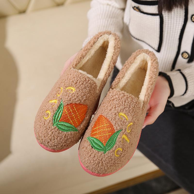 2025 winter new home cotton mop piled thickened casual cotton shoes non-slip soft sole mother shoes indoor cotton mop