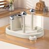 Multifunctional Kitchen Stand Pot Lid Organizer for Countertop Vertical Storage Rack with Detachable ABS Water Tray Stable Non-slip Base Cutting