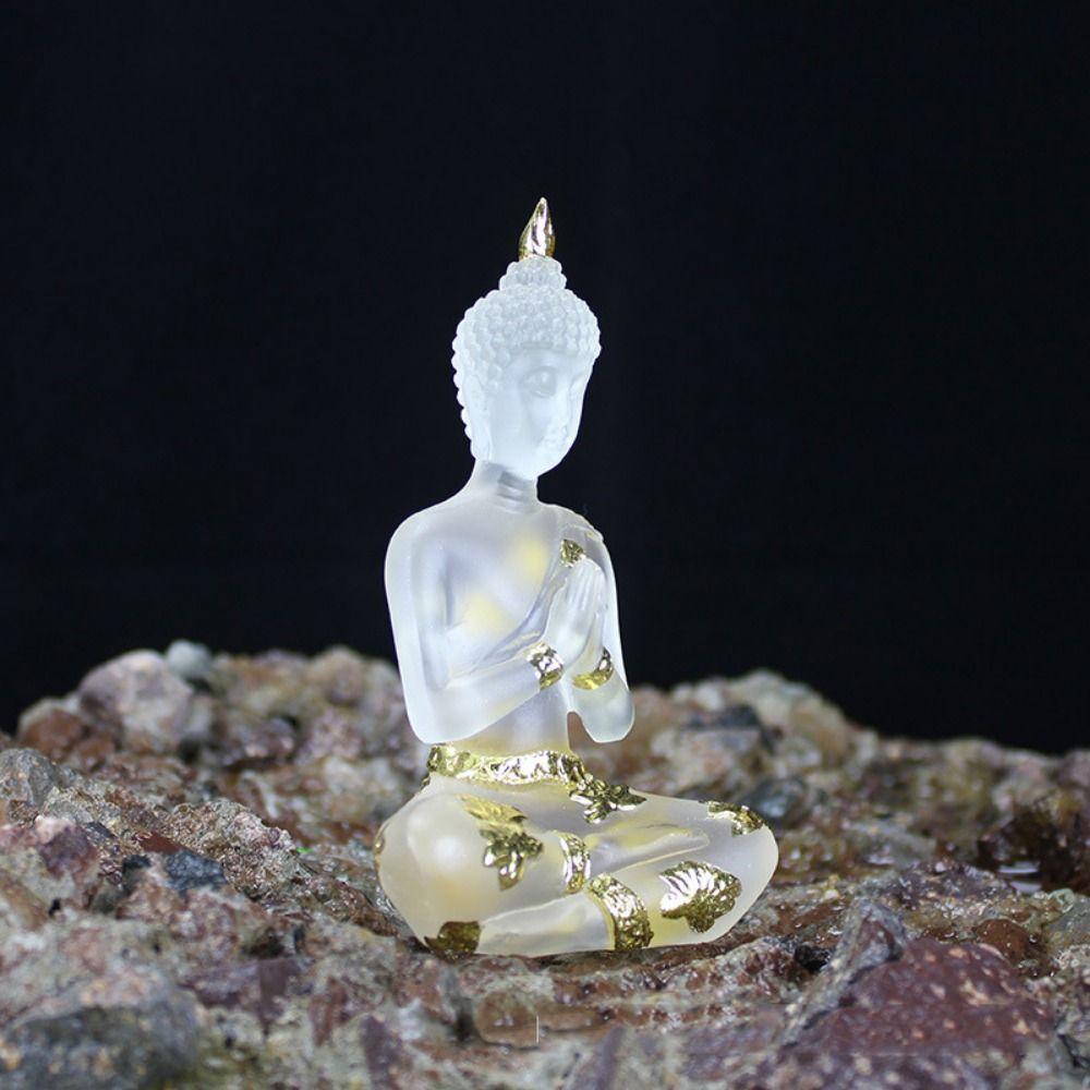 Nachahmung Harz Buddha Figuren Transparent Mini Buddhismus Ornament Sitzen Buddha Statue Hause