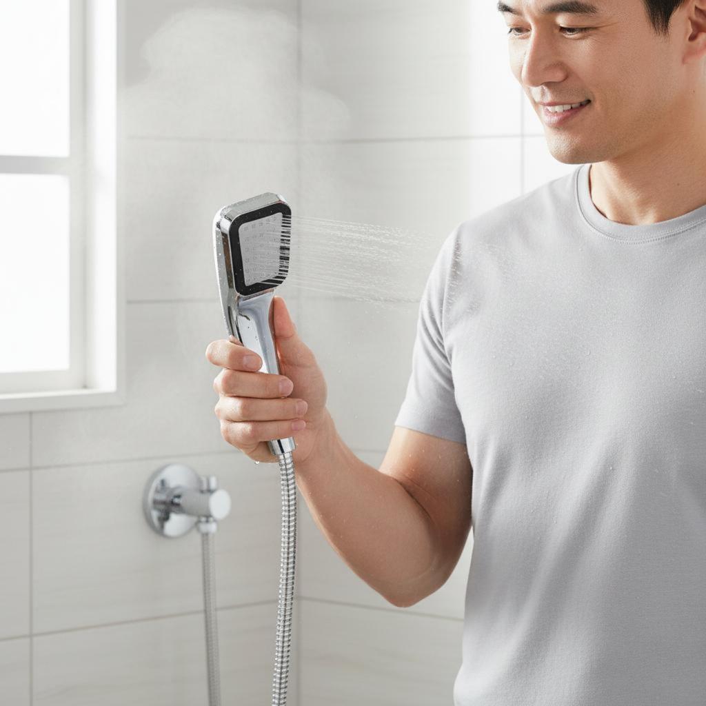 Handheld Shower Head Clog-Resistant Nozzles Handheld Shower Handset Rust Resistant Silver Finish