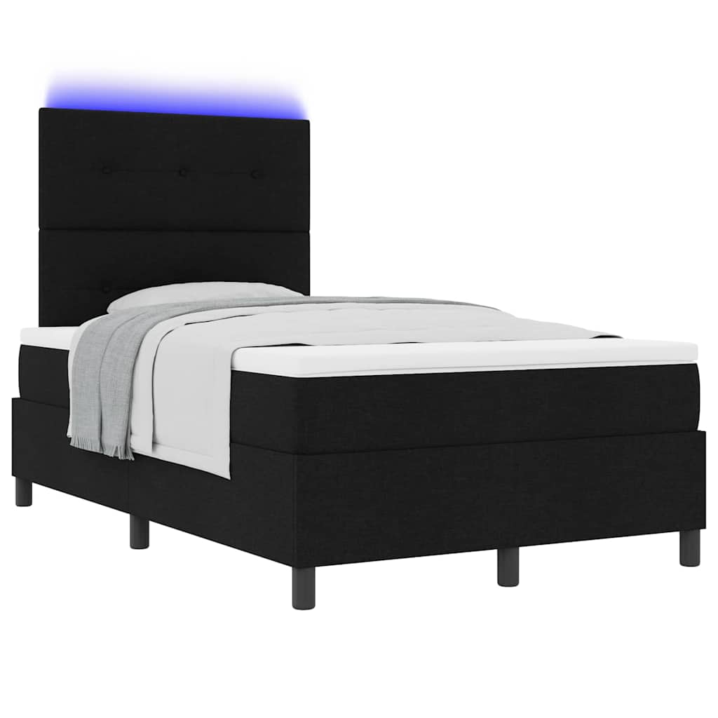 Boxspring Bed with LED Light Strips Black 120 X 190 Cm Fabric