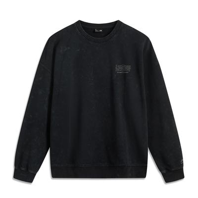 Li Ning Bequemes Lässiges Einfaches Lockeres Rundhals-Pullover-Sweatshirt Unisex-Sweatshirt Schwarz AWDV357-3