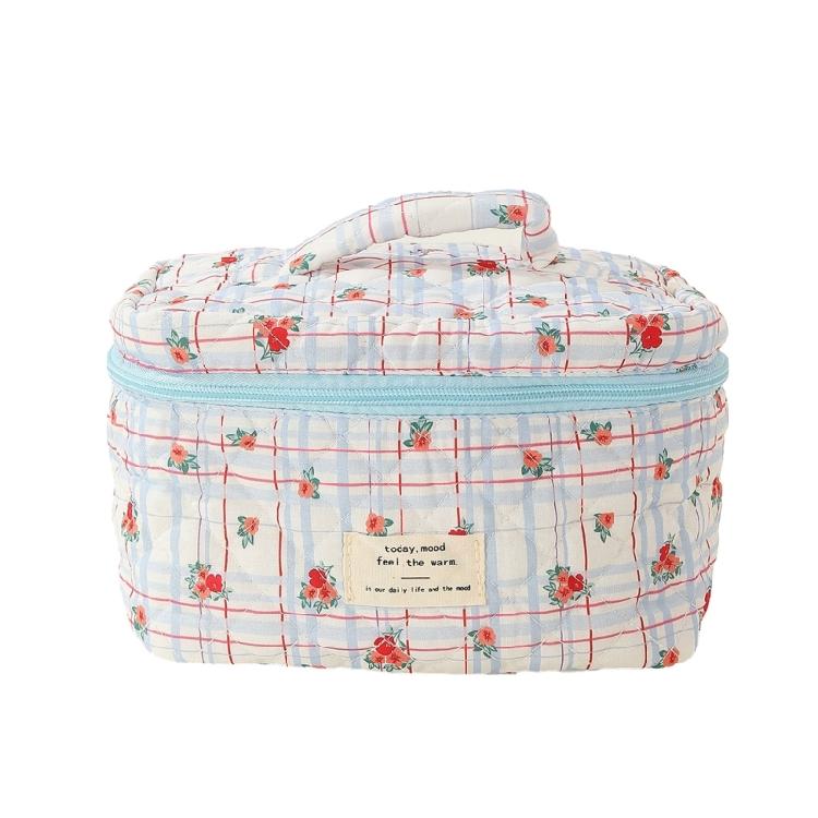 Trendy Flower Print Cosmetic Bag Convenient Pouch for Home Office and Traveling