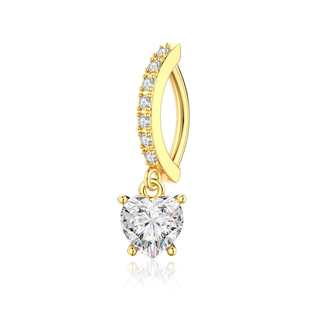 14G Curved Belly Clicker Stainless Steel Butterfly Heart Dangled Crystal CZs Belly Button Rings for Women Navel Clicker Ring