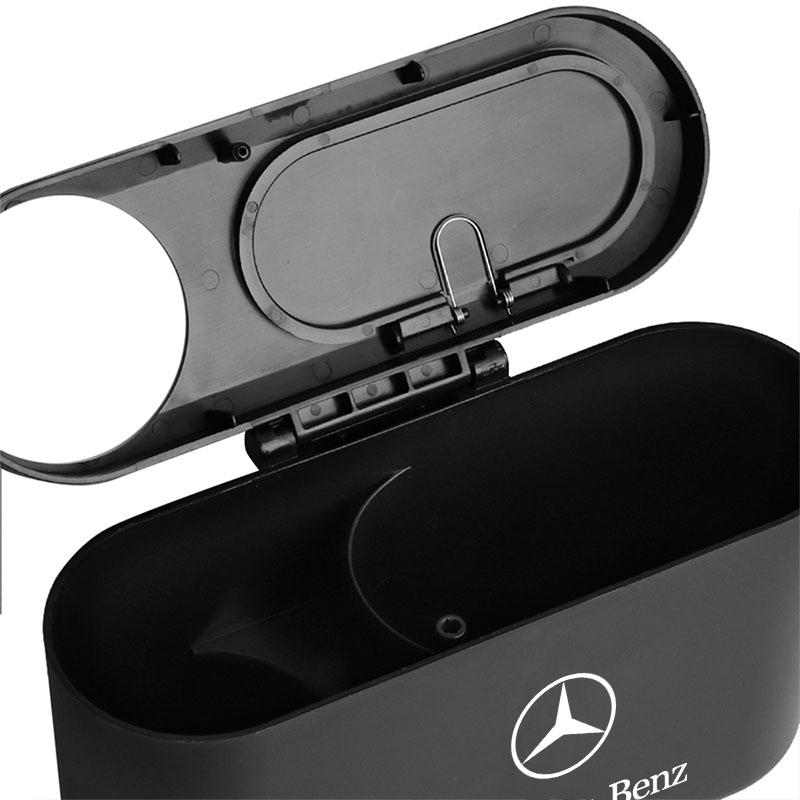 New Hanging Car Trash Can Auto Emblem Garbage Box Accessories For Mercedes Benz AMG W205 W204 W203 W211 GLC GLE CLA W212 W213 W201 W210 W124