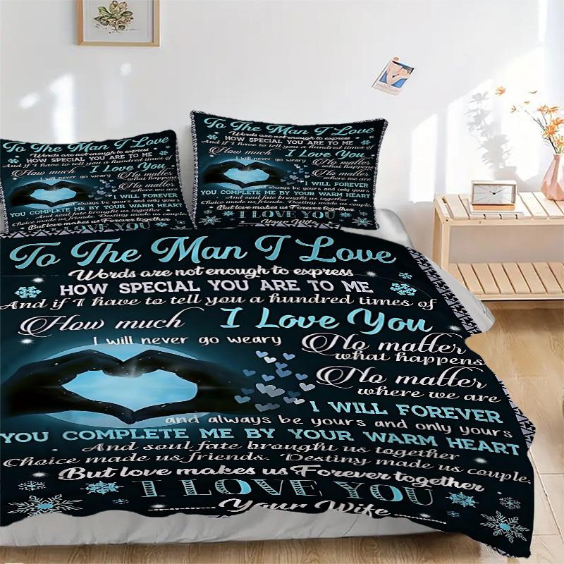 3pcs Love Declaration Duvet Cover Set, Cover For Bedroom Guest Room (1 Duvet Cover + 2 Pillowcase, Without Quilt),  yy250922238