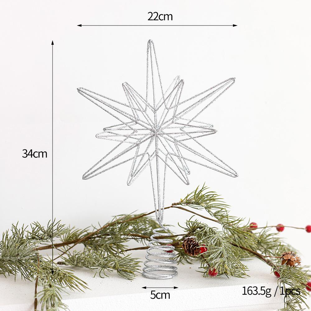 Luminous Wrought Iron Seven-Pointed Star LED Christmas Tree Topper