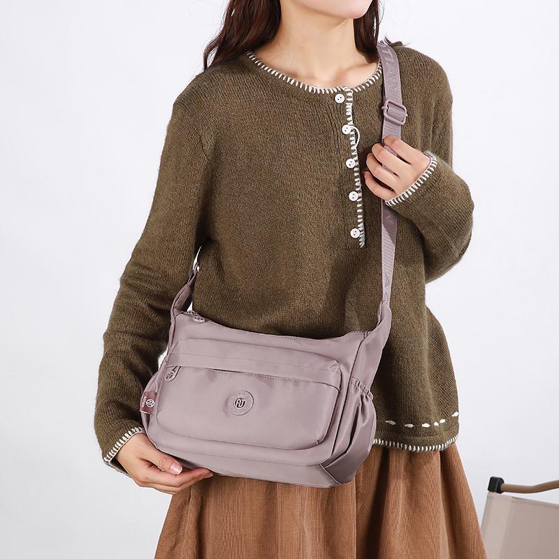 Lightweight Nylon Crossbody Bag for Women Multi Pocket Shoulder Purse Travel Sling Handbag