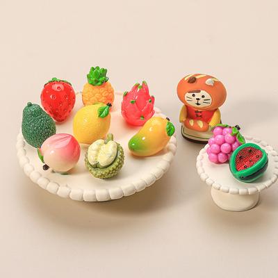 Mini Simulated Fruit Ornament Watermelon Avocado Grape Lemon Peach Micro Landscape Dollhouse Miniature Toy Car Decoration