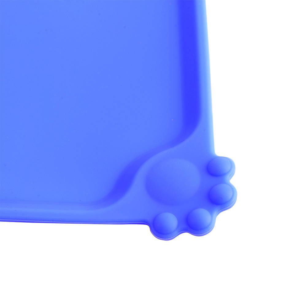 Pet Cat Feeding Mat Square Silicone Quick Dry Dish Bowl Feed Food Water Placemat (Blue)