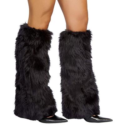 Faux Fur Boot Warmers C121 Black [roma Costume] Covers/leg