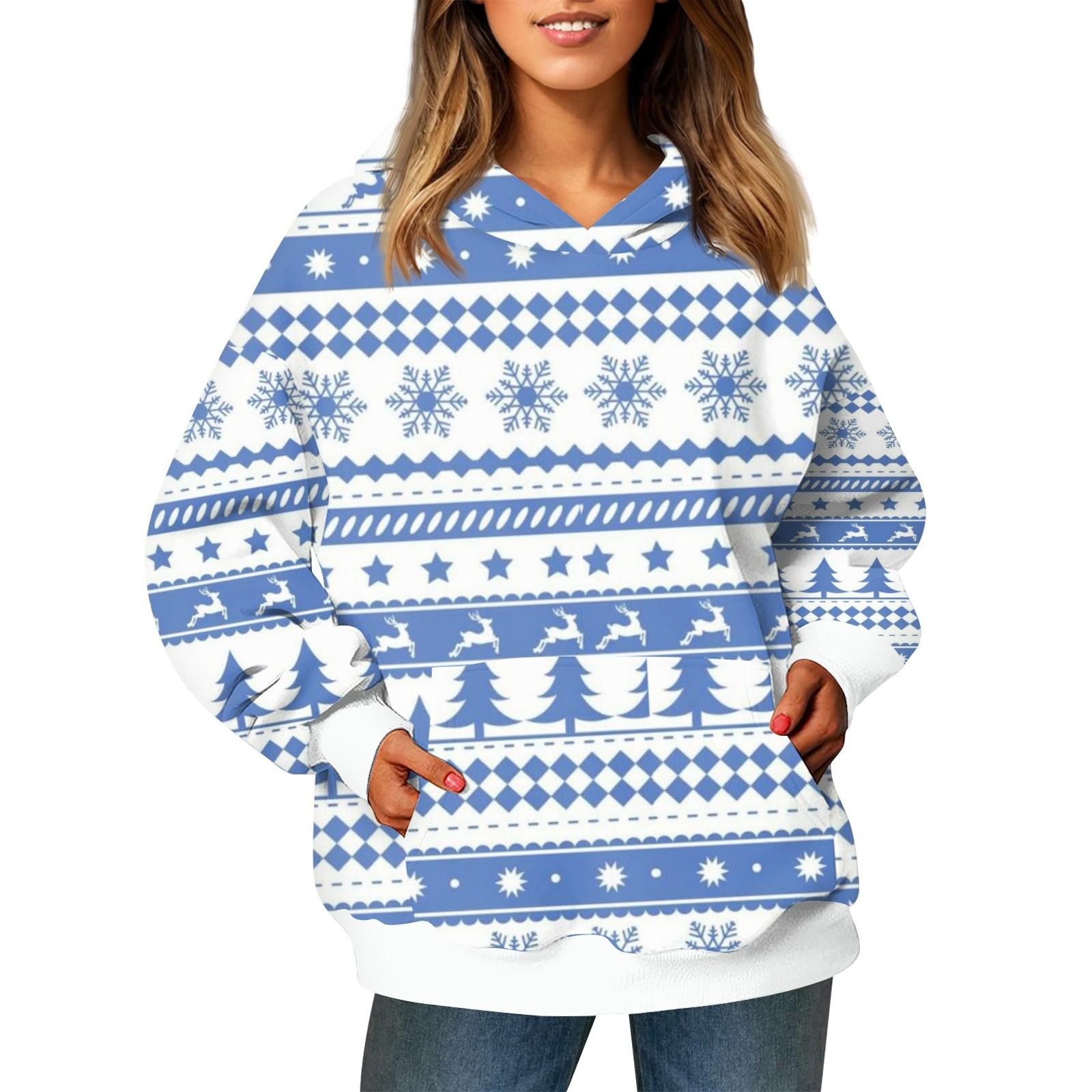 Женский модный свитер с длинными рукавами и рождественским принтом — фото 10