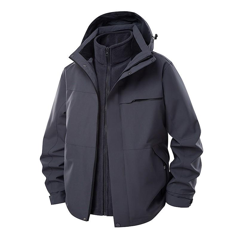 Men Women Waterproof Windproof Hooded 3-in-1 Outdoor Jacket With Removable Fleece Liner Hiking Camping Travel
