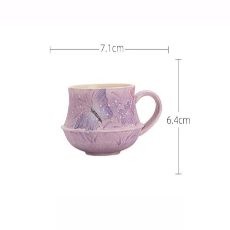 

Purple Coffee Mug Creative Handle Design Hand Painted Ceramic Office Cup Home Use Unique Gift Elegant Home Decor 230ML