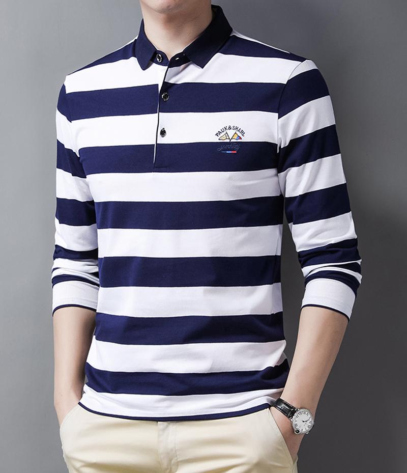 

Новая летняя полосатая вышитая мужская уличная одежда рубашка поло хлопок повседневный топ модная уличная мужская одежда с длинным рукавом 4XL белый