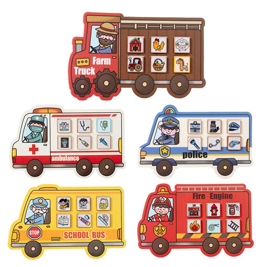 Montessori Vehicle Theme Matching Puzzle Toy /Animal Homes Matching Card Games Develops Cognition & Coordination For Toddlers
