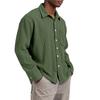 Men’s Long Sleeve Ribbed Button Down Shirt with Single Chest Pocket Relaxed Fit Collared Top for Everyday Wear