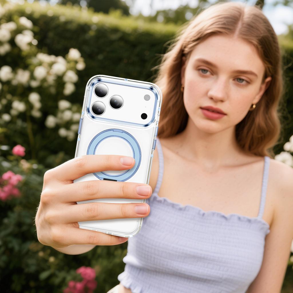 Magnetic Case With Hidden 360 Rotating Stand For iPhone 13 14 15 16 17 Pro Max Metal Camera Frame Colorful Shockproof Cover Support MagSafe Charging