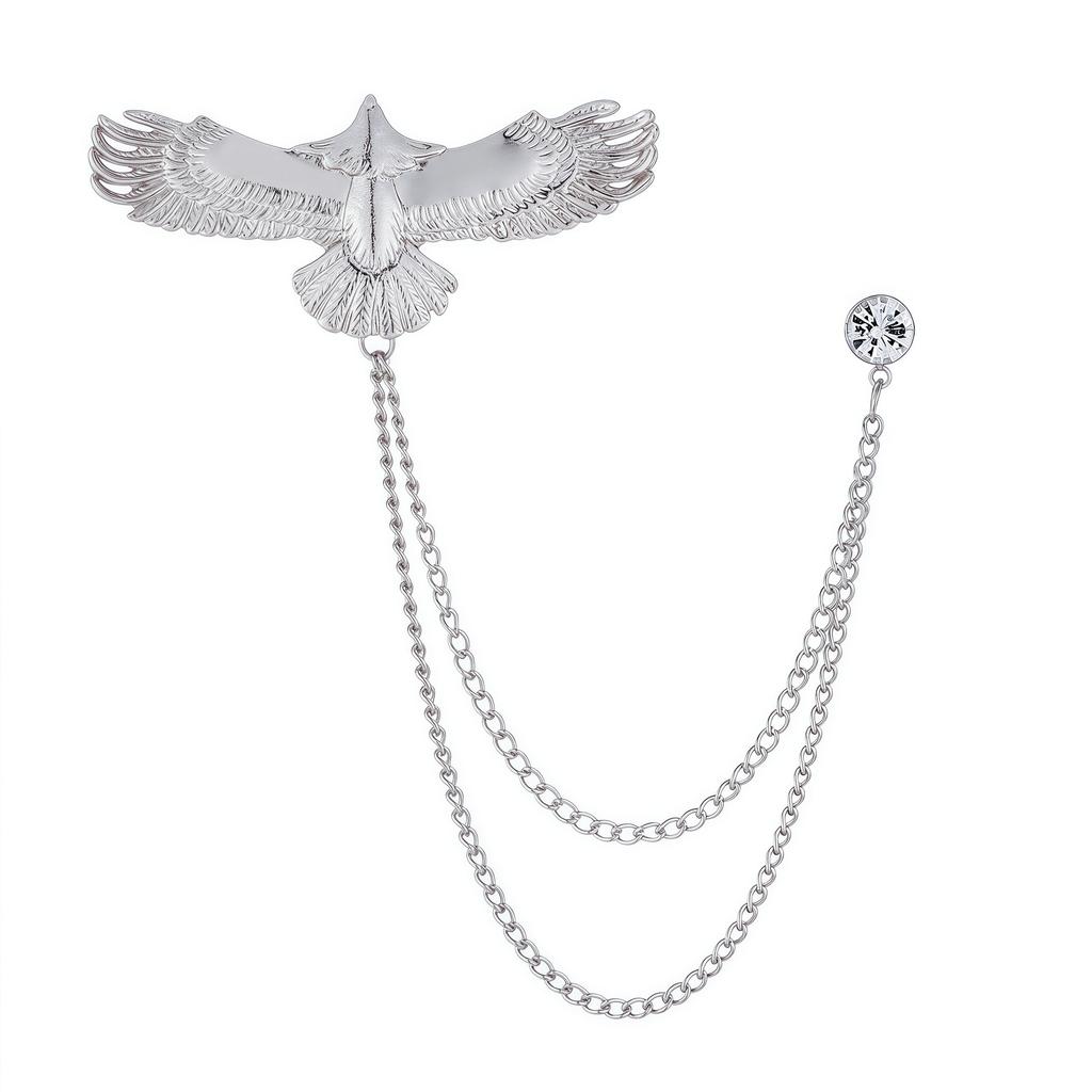 Fashion Metal Rhinestone Brooch for Women and Men Tasse Animal Lapel Pins Eagle Deer Wings Design Collar Pin Jewelry Gifts