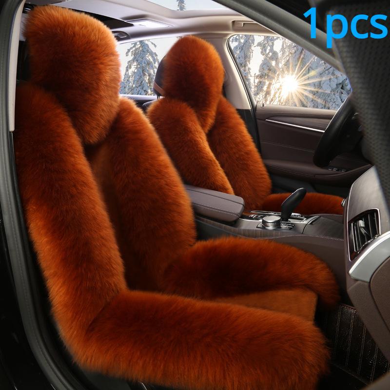 1PC Sheepskin Fur Car Cover Universal Wool Car Cushion Front Car Seat Cover Car Accessories Car Car-styling Car Interior Christmas Gift
